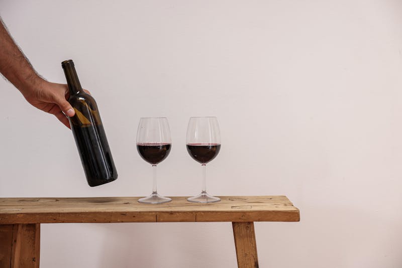 Italian red wine Barolo poured into an elegant glass