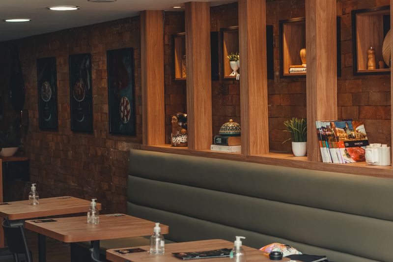 Cozy seating area inside Pizzana Los Angeles
